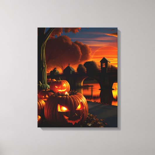 ハロウィーンの風景 キャンバスプリント (正面)