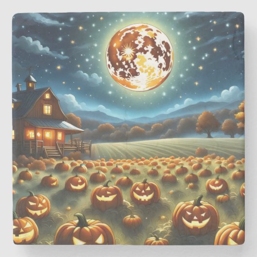 ハロウィーンの風景 ストーンコースター (正面)