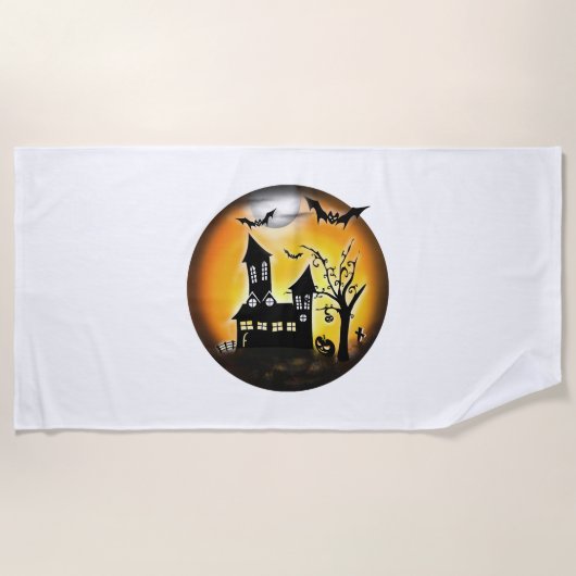 ハロウィーンの風景 ビーチタオル (正面)