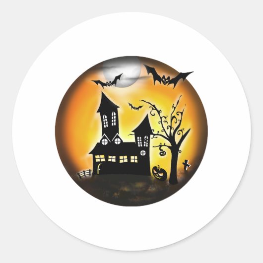 ハロウィーンの風景 ラウンドシール (正面)