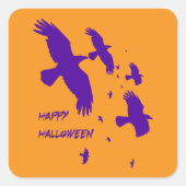 ハロウィーンの飛ぶワタシギのベクターシルエット スクエアシール (正面)