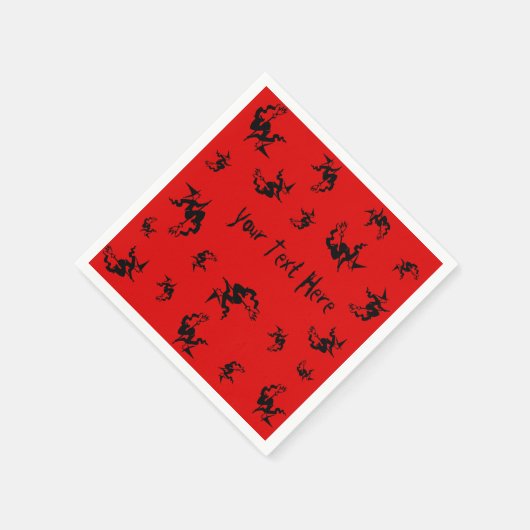 ハロウィーンの飛んでいるブロムスティックおもしろいの不気味な魔女 スタンダードカクテルナプキン (角)