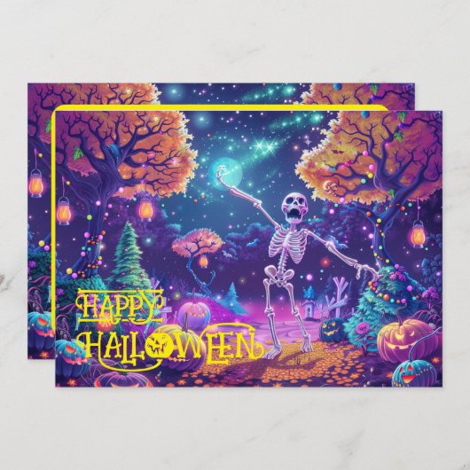 ハロウィーンの骨はワイルドになる!カード 招待状 (正面/裏面)