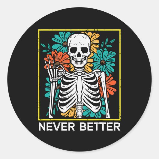 ハロウィーンの骨格花より良い衣装を着て ラウンドシール (正面)