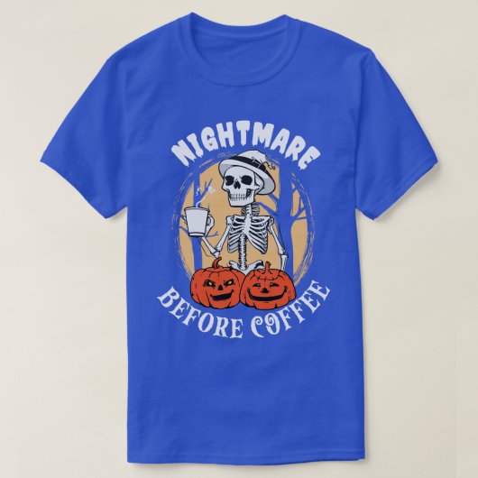 ハロウィーンの骨格飲みコーヒー Tシャツ (デザイン正面)