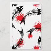 ハロウィーンの骨格魚 便箋 (正面/裏面)