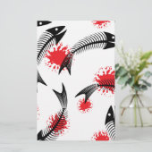 ハロウィーンの骨格魚 便箋 (スタンド正面)