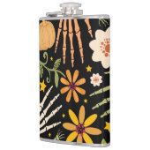 ハロウィーンの骨、フローラのシームレスなパターン。 フラスク (左)