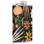 ハロウィーンの骨、フローラのシームレスなパターン。 フラスク (右)