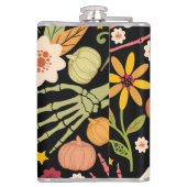 ハロウィーンの骨、フローラのシームレスなパターン。 フラスク (裏面)