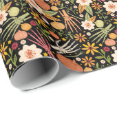 ハロウィーンの骨、フローラのシームレスなパターン。 ラッピングペーパー (ロールコーナー)