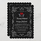 ハロウィーンの骸骨たち "一緒" & レセプション 招待状 (正面/裏面)