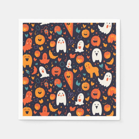 ハロウィーンの魅力を取り入れた模様 スタンダードカクテルナプキン (正面)