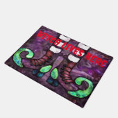 ハロウィーンの魔女がここにブーツを住お洒落む ドアマット (アングル)