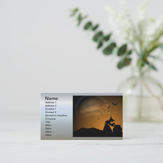 ハロウィーンの魔女とこうもり 名刺 (スタンド正面)