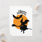 ハロウィーンの魔女とこうもり、魔女 カード (正面/裏面インサイチュ)