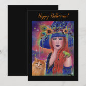 ハロウィーンの魔女とカエルby Renee Lavoie セーブザデート (正面/裏面)