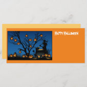 ハロウィーンの魔女とカボチャのカード (正面/裏面)