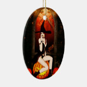 ハロウィーンの魔女とカボチャ セラミックオーナメント (右)