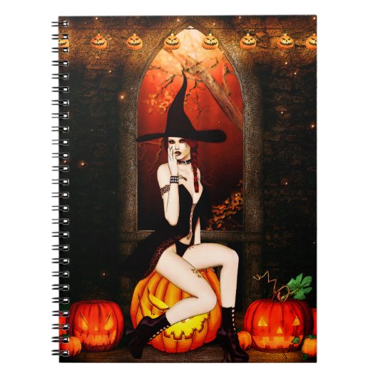 ハロウィーンの魔女とカボチャ ノートブック (正面)