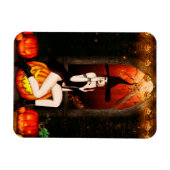 ハロウィーンの魔女とカボチャ マグネット (横)