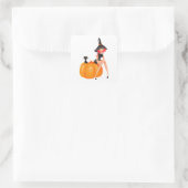 ハロウィーンの魔女とカボチャ & 黒猫 スクエアシール (バッグ)