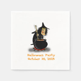 ハロウィーンの魔女とカルドロン スタンダードカクテルナプキン