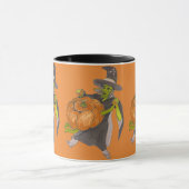 ハロウィーンの魔女とパンプキンダンスのデザインおもしろい設計 マグカップ (中央)