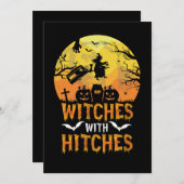 ハロウィーンの魔女とヒッチンキャンピングキャンパー 招待状 (正面/裏面)