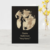 ハロウィーンの魔女とフクロウかわいい カード (黄色い花)