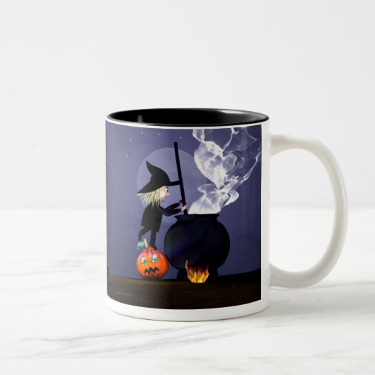 ハロウィーンの魔女と大釜 ツートーンマグカップ (右)