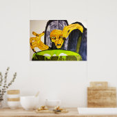 ハロウィーンの魔女と彼女の大釜 ポスター (キッチン)