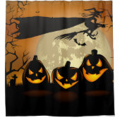 ハロウィーンの魔女と恐ろしいカボチャのシャワーカーテン シャワーカーテン (正面)