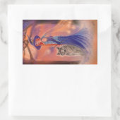 ハロウィーンの魔女と狼Renee Lavoie著 長方形シール (バッグ)