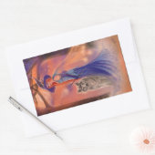 ハロウィーンの魔女と狼Renee Lavoie著 長方形シール (封筒)