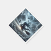 ハロウィーンの魔女と猫と箒 スタンダードカクテルナプキン (角)