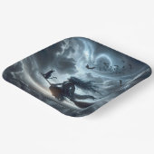 ハロウィーンの魔女と猫と箒 ペーパープレート (傾斜あり)