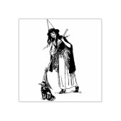 ハロウィーンの魔女と猫のゴム印 ラバースタンプ (インプリント)