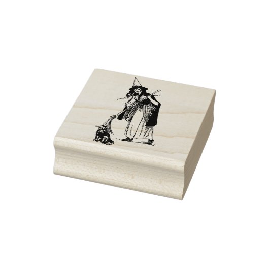 ハロウィーンの魔女と猫のゴム印 ラバースタンプ (スタンプ)