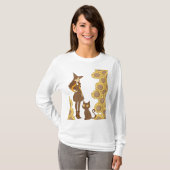 「ハロウィーンの魔女と猫の基本長袖Tシャツ Tシャツ (正面フル)