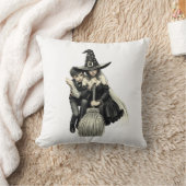 ハロウィーンの魔女と男の子:暗い魔法デュオ クッション (ブランケット)