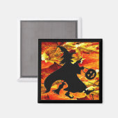 ハロウィーンの魔女と紅葉 マグネット (正面/裏面)