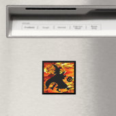 ハロウィーンの魔女と紅葉 マグネット (インサイチュ (食洗機))