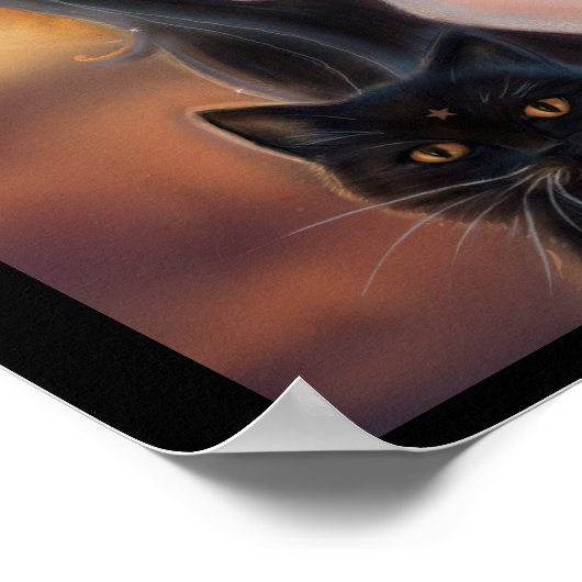 ハロウィーンの魔女と黒猫アートレニー・ラヴォワ ポスター (角)