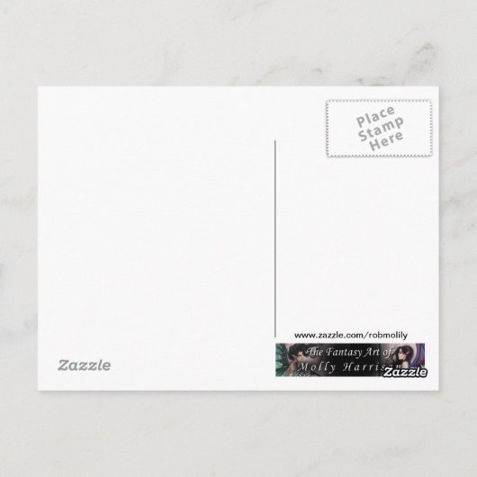 ハロウィーンの魔女と黒猫ファンタジーアート ポストカード (裏面)