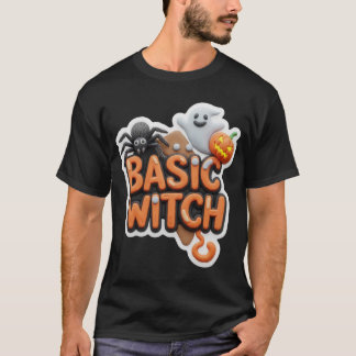 ハロウィーンの魔女のイラストデザイン Tシャツ