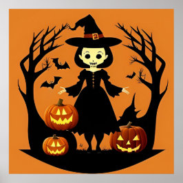ハロウィーンの魔女のカボチャのホラーシーン ポスター