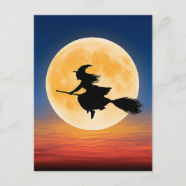 ハロウィーンの魔女のグリーティングポストカード ポストカード