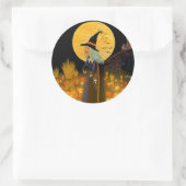 ハロウィーンの魔女のステッカー、魔女とジャック – O – ランタン ラウンドシール (バッグ)