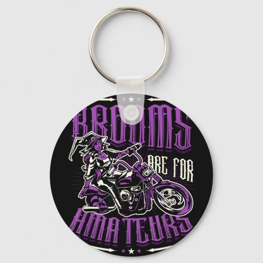 ハロウィーンの魔女のバイクのプロは箒を使わない キーホルダー (正面)